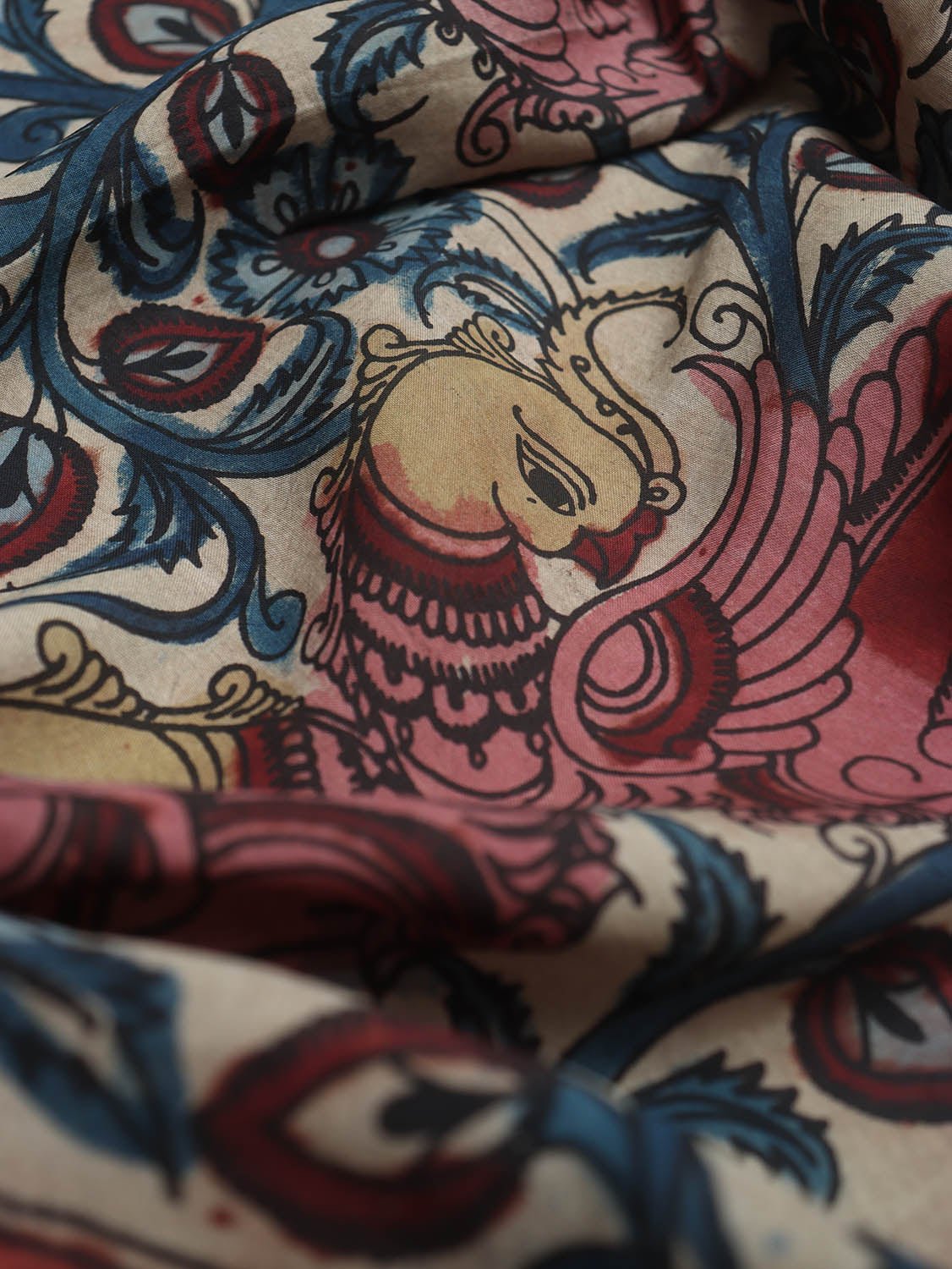 Multicolor Pen Kalamkari Pure Silk Dupatta - Luxurion World