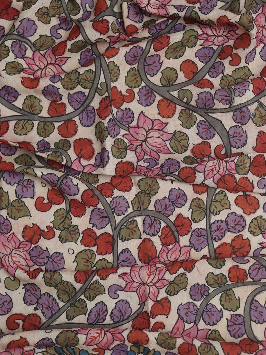 Stunning Multicolor Kalamkari Silk Dupatta with Pen Work - Luxurion World