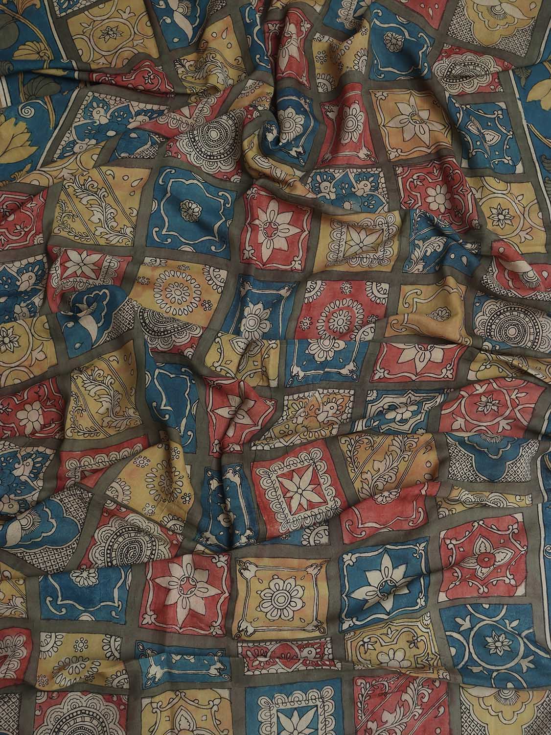 Stunning Multicolor Kalamkari Silk Dupatta with Pen Work - Luxurion World