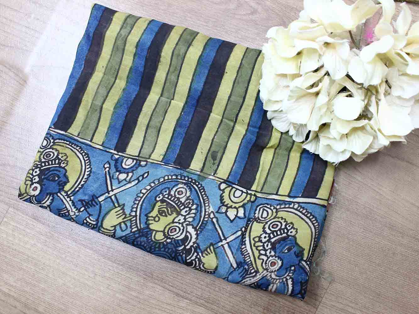 Multicolor Pen Kalamkari Pure Silk Fabric (1 Mtr ) - Luxurion World