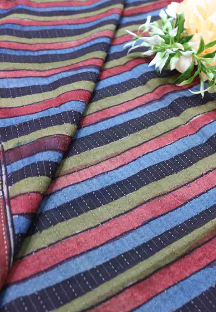 Multicolor Pen Kalamkari Pure Silk Fabric (1 Mtr ) - Luxurion World