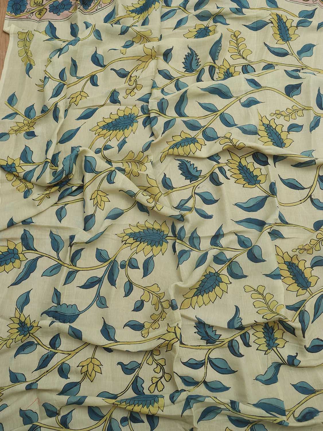 Stunning Off White Kalamkari Pure Silk Dupatta for Elegant Look - Luxurion World