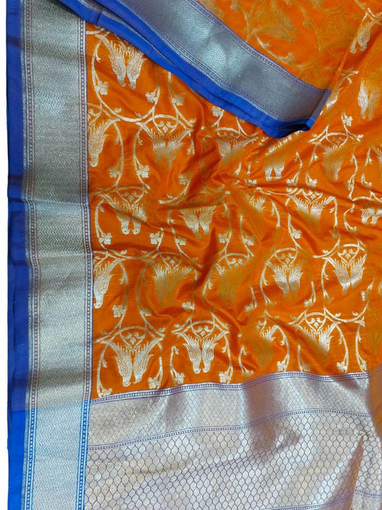 Orange Banarasi Silk Dupatta - Luxurion World