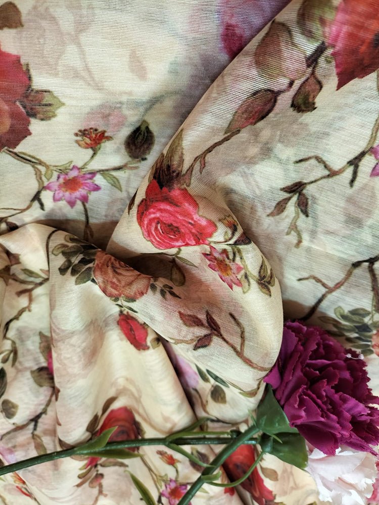 Pastel Digital Printed Chanderi Cotton Fabric (0.5 mtr) - Luxurion World