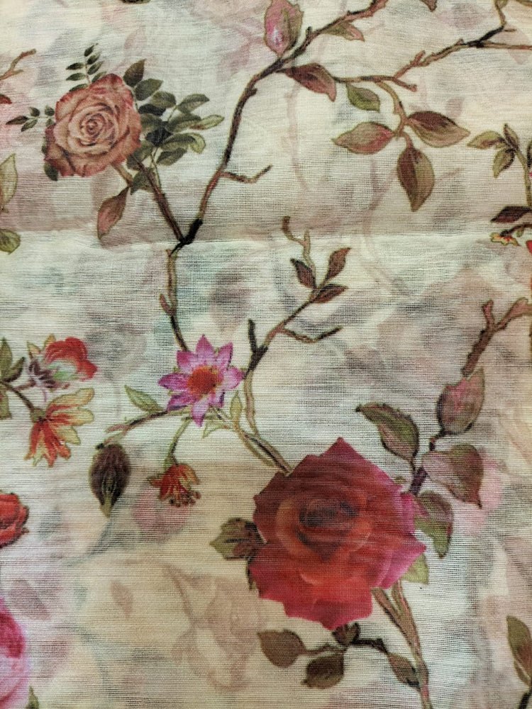 Pastel Digital Printed Chanderi Cotton Fabric (0.5 mtr) - Luxurion World