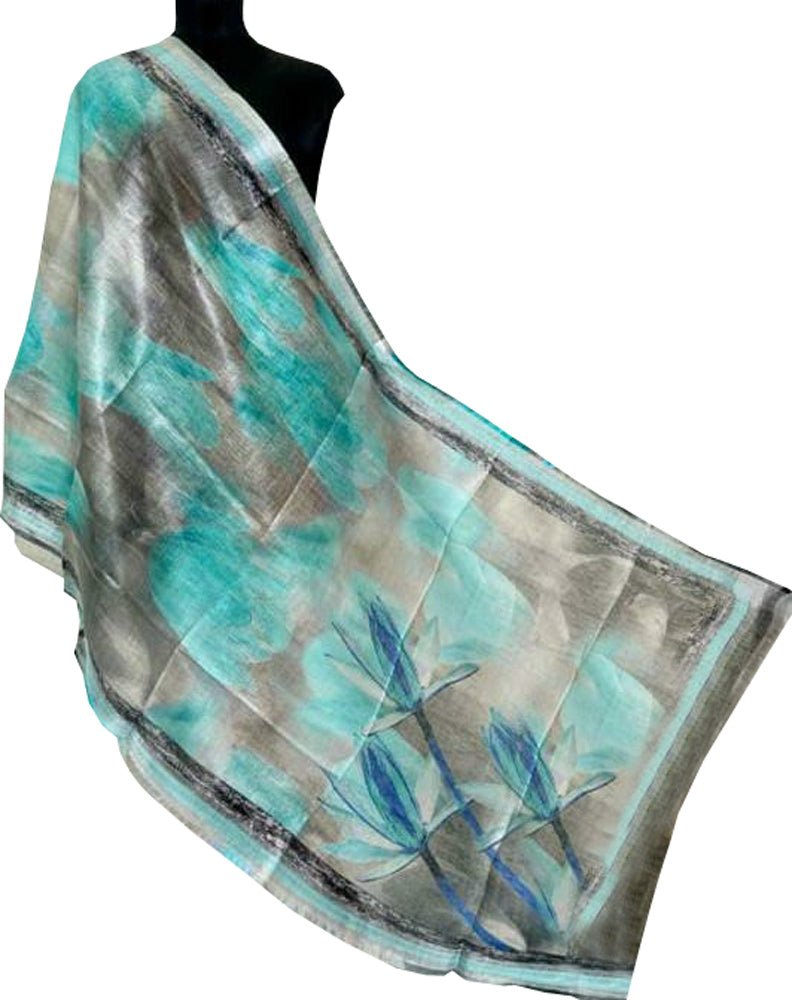 Pastel Digital Printed Linen Floral Design Dupatta - Luxurion World