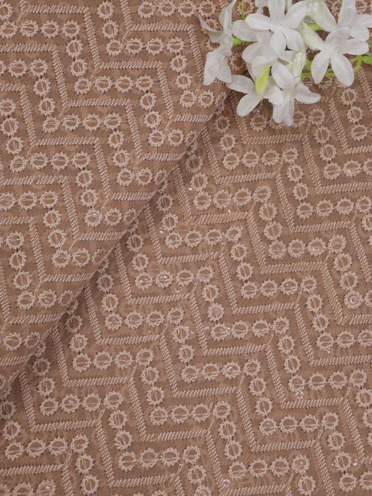 Pastel Embroidered Chikankari Georgette Fabric (1 mtr) - Luxurion World