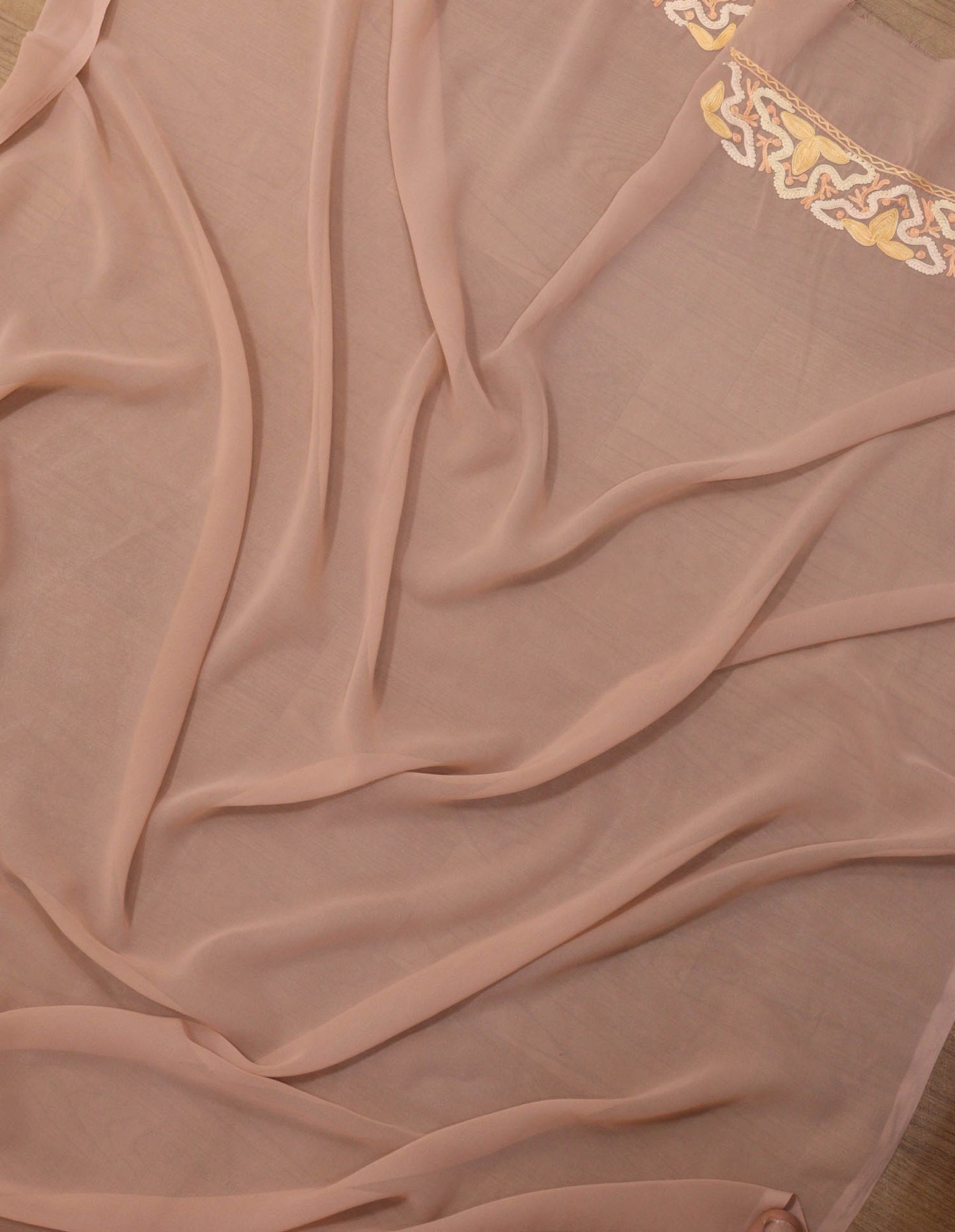 Pastel Embroidered Kashmiri Aari Work Georgette Saree - Luxurion World