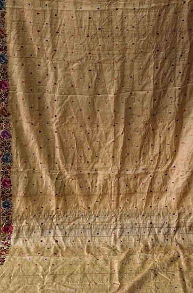 Pastel Hand Embroidered Parsi Gara Tussar Silk Saree - Luxurion World