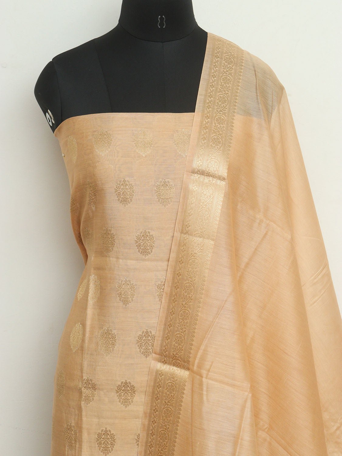 Pastel Handloom Banarasi Chanderi Silk Three Piece Unstitched Suit Set - Luxurion World