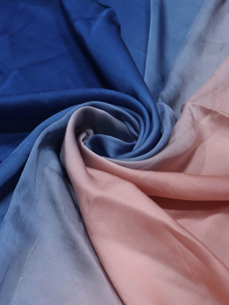 Pink And Blue Trendy Satin Silk Ombre Dye Fabric  ( 1 Mtr ) - Luxurion World