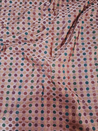 Pink Banarasi Chanderi Silk Fabric (0.9 Mtr) - Luxurion World