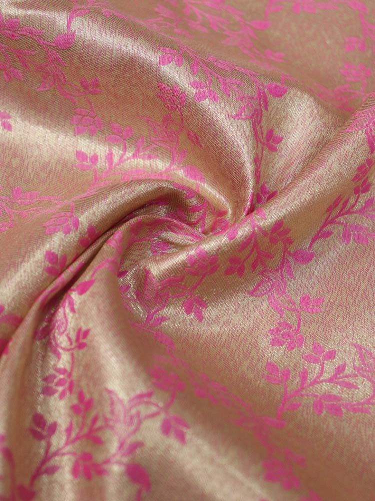 Pink Banarasi Reversible Tissue Silk Fabric ( 1Mtr ) - Luxurion World