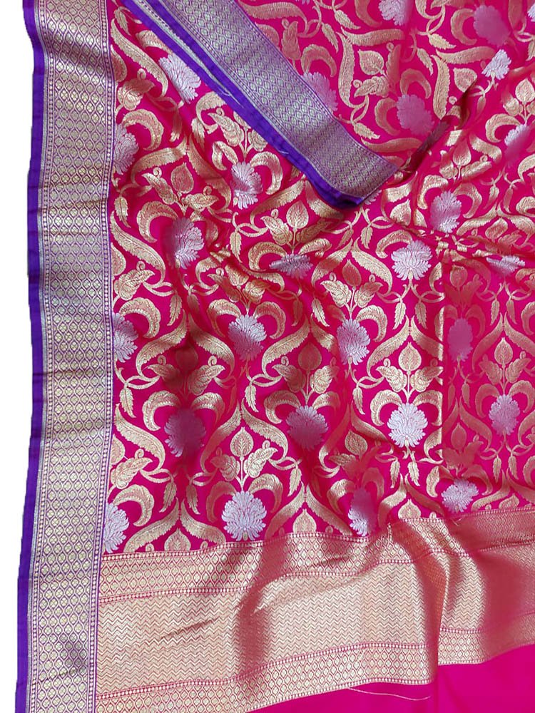 Pink Banarasi Silk Dupatta - Luxurion World