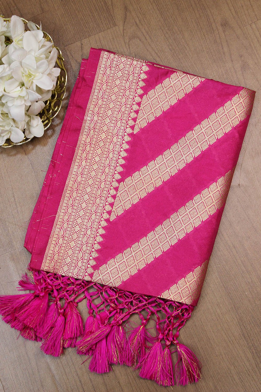 Pink Banarasi Silk Dupatta - Luxurion World