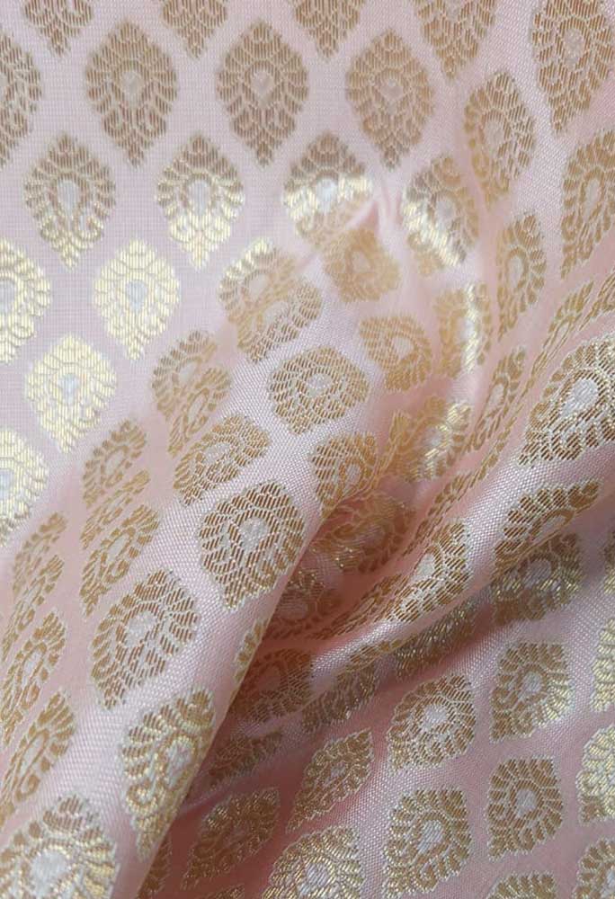 Pink Banarasi Silk Fabric ( 1 Mtr ) - Luxurion World