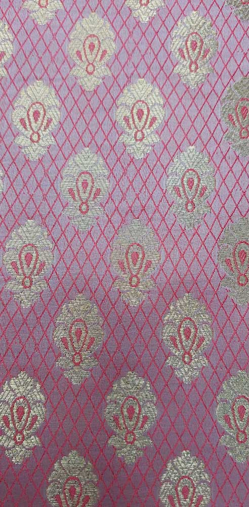 Pink Banarasi Silk Fabric ( 1 Mtr ) - Luxurion World