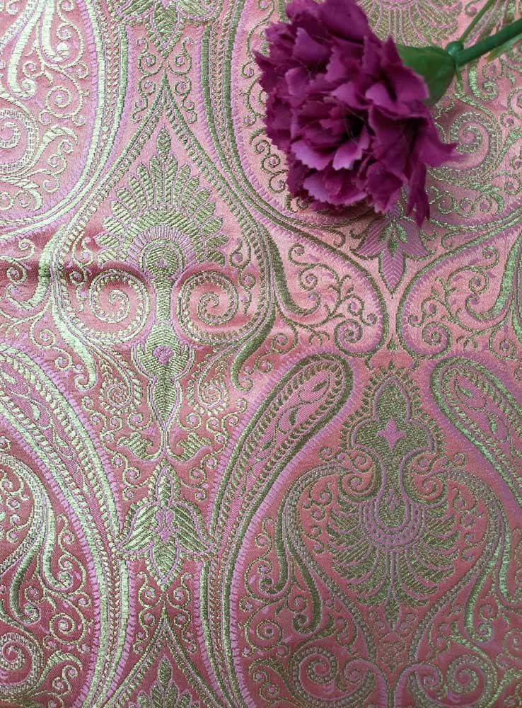 Pink Banarasi Silk Fabric ( 1 Mtr ) - Luxurion World