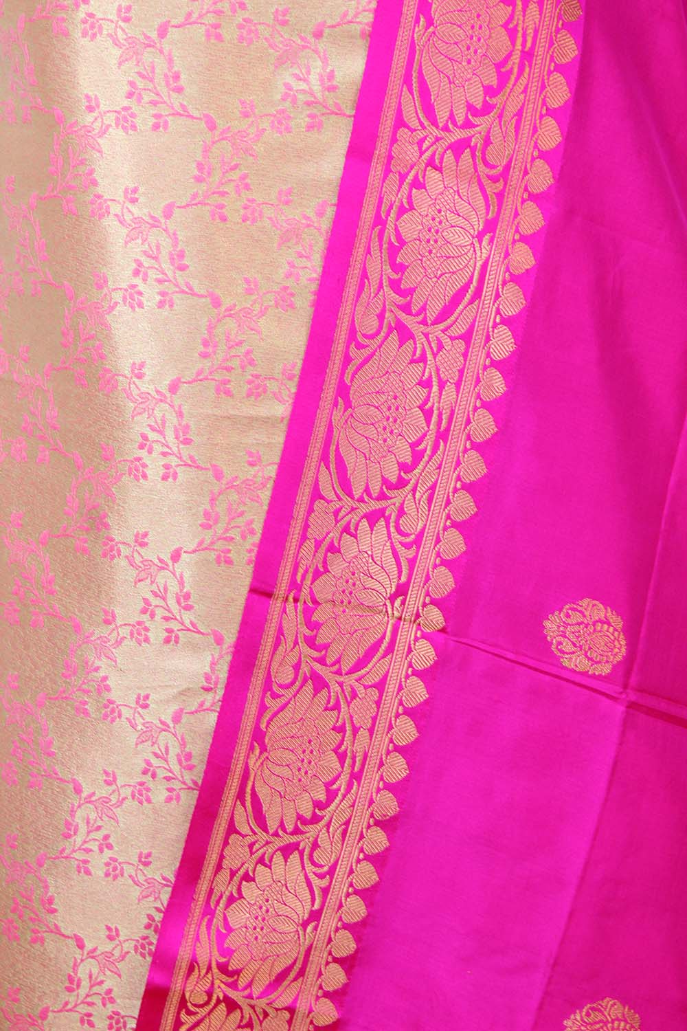 Pink Banarasi Tissue Silk Suit With Pink Handloom Banarasi Pure Katan Silk Dupatta - Luxurion World