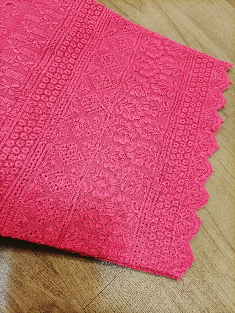 Pink Embroiderded Chikankari Cotton Stitched Pant - Luxurion World