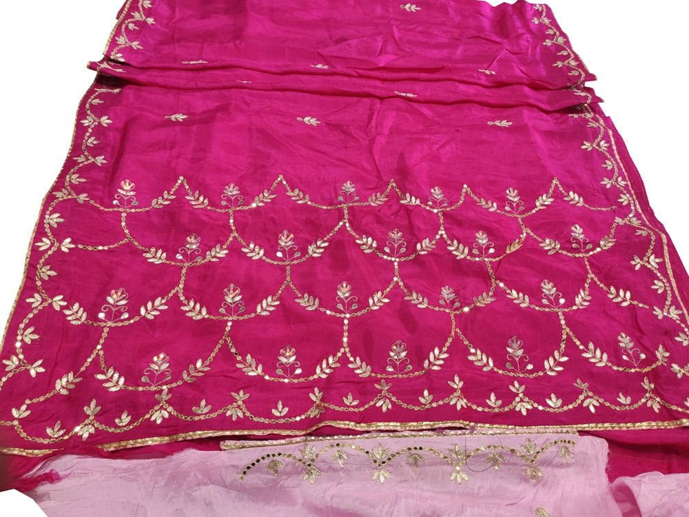 Pink Hand Gota Patti Uppada Silk Saree - Luxurion World