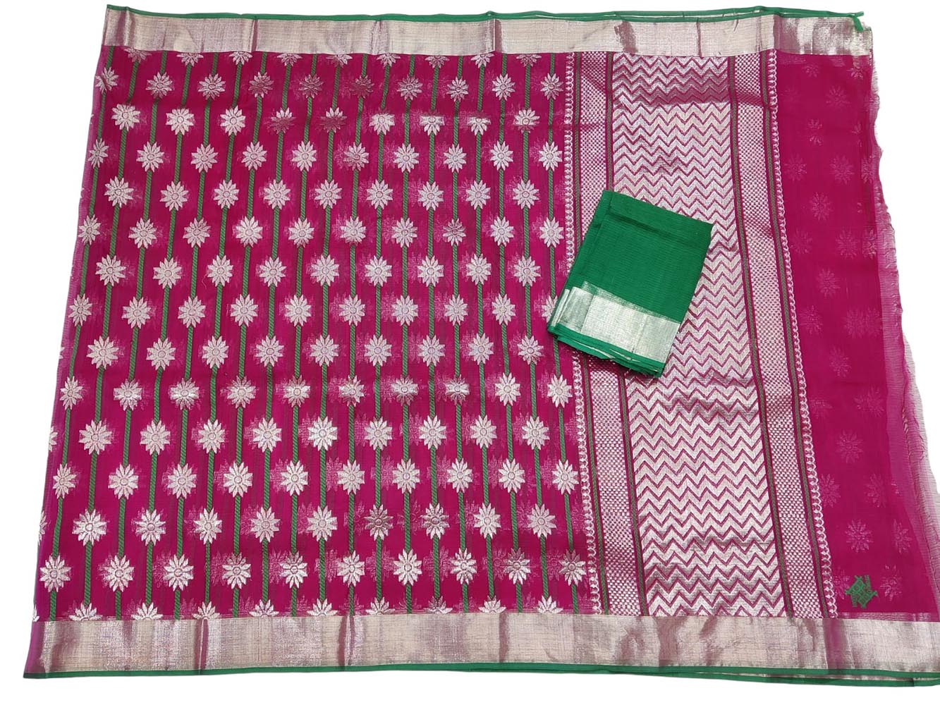 Pink Handloom Kota Doria Real Zari Saree - Luxurion World
