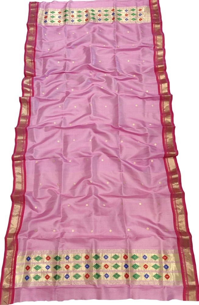 Pink Paithani Pure Silk Dupatta - Luxurion World