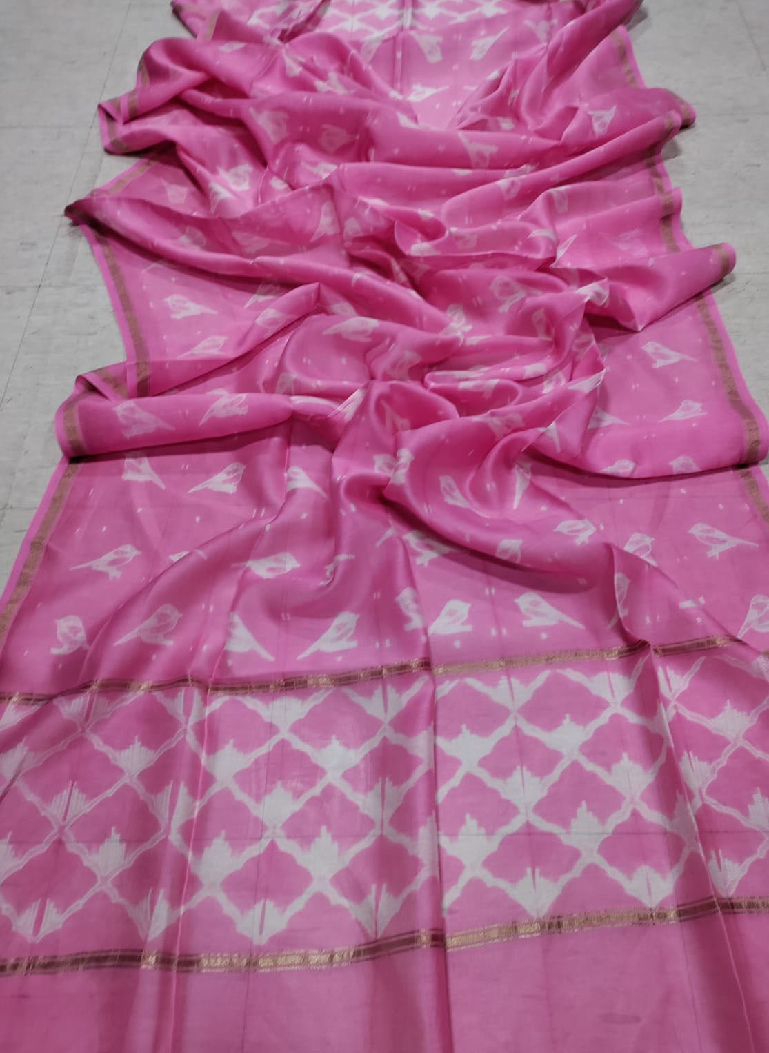 Pink Shibori Cotton Silk Dupatta - Luxurion World