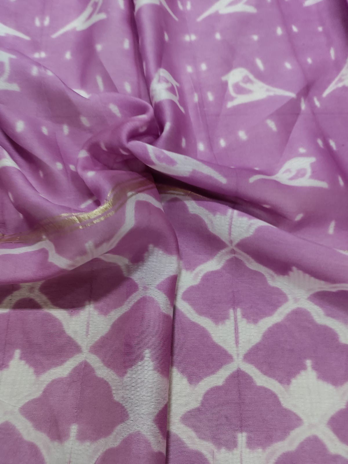 Pink Shibori Cotton Silk Fabric ( 2.5 Mtrs ) - Luxurion World
