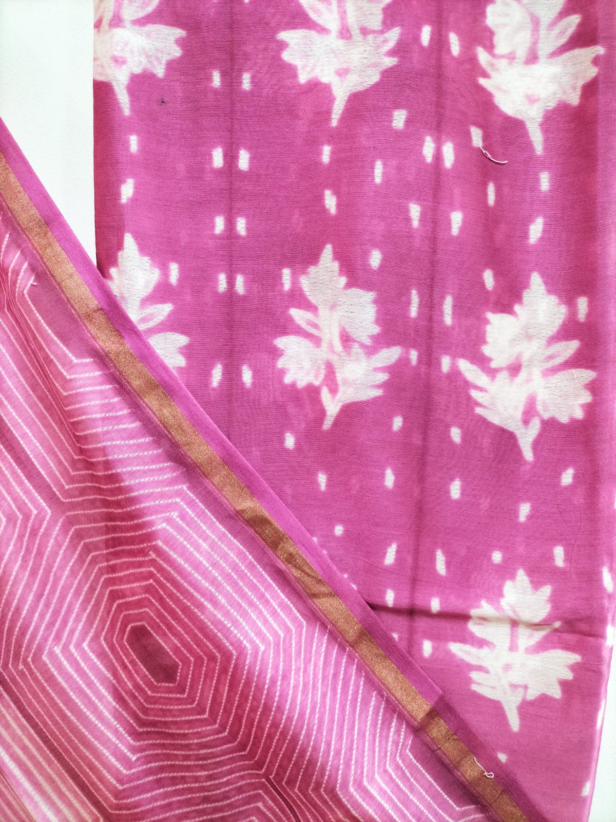 Pink Shibori Cotton Silk Two Piece Unstitched Suit Set - Luxurion World