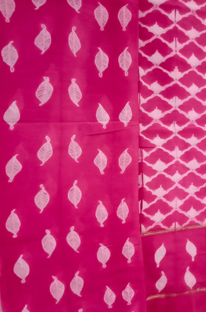 Pink Shibori Cotton Silk Two Piece Unstitched Suit Set - Luxurion World