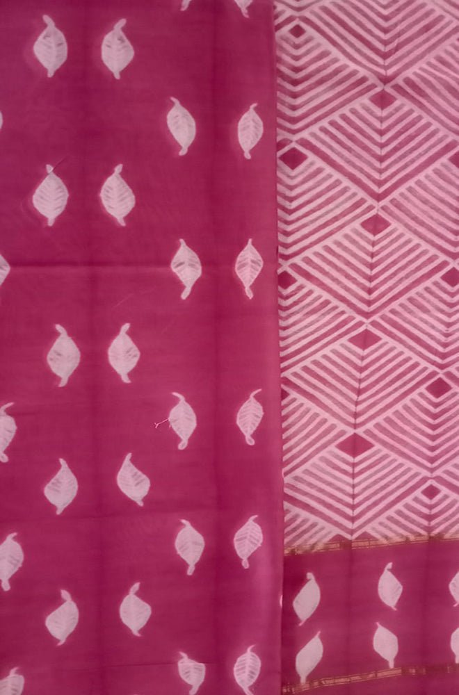 Pink Shibori Cotton Silk Two Piece Unstitched Suit Set - Luxurion World