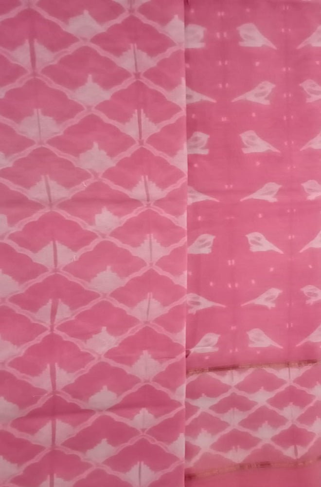 Pink Shibori Cotton Silk Two Piece Unstitched Suit Set - Luxurion World