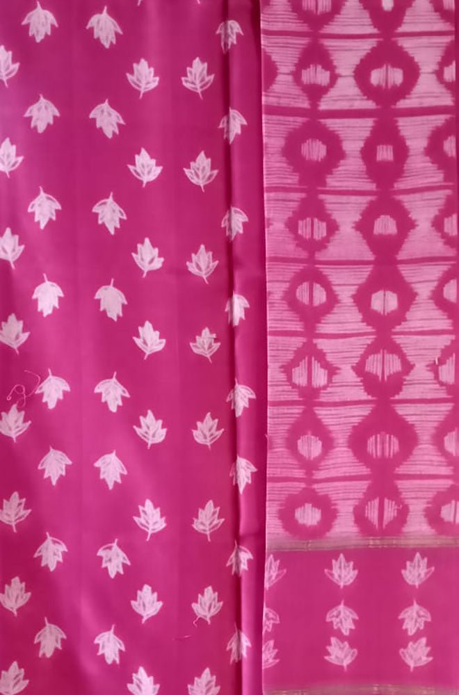 Pink Shibori Cotton Silk Two Piece Unstitched Suit Set - Luxurion World