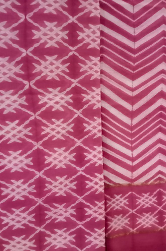 Pink Shibori Cotton Silk Two Piece Unstitched Suit Set - Luxurion World