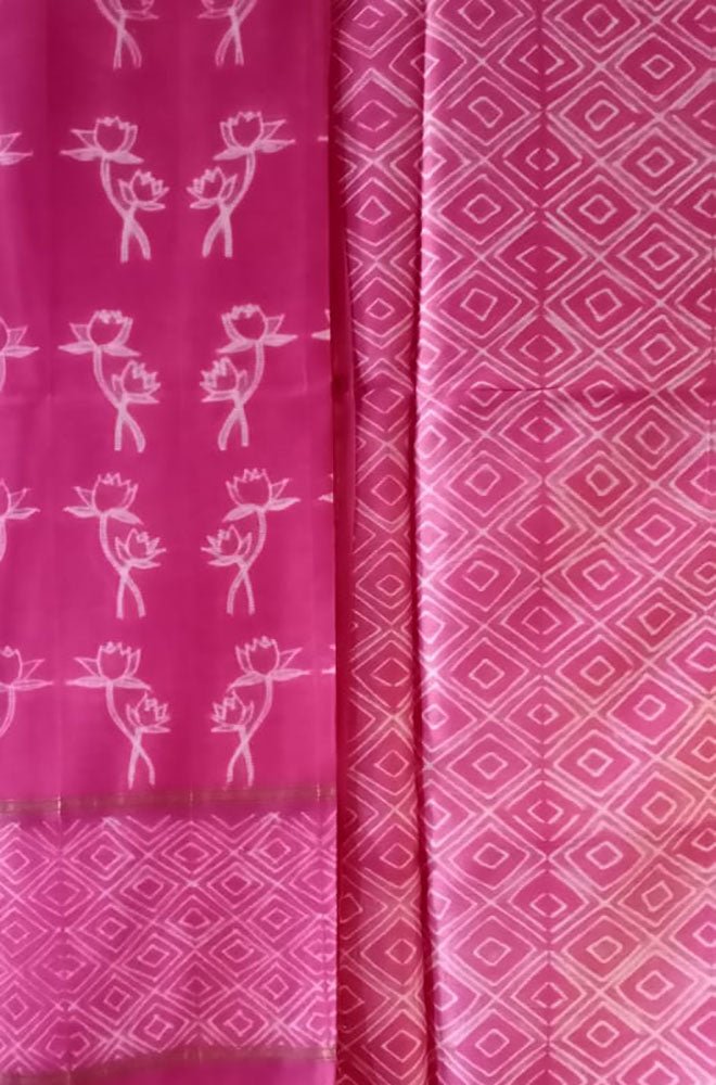 Pink Shibori Cotton Silk Two Piece Unstitched Suit Set - Luxurion World