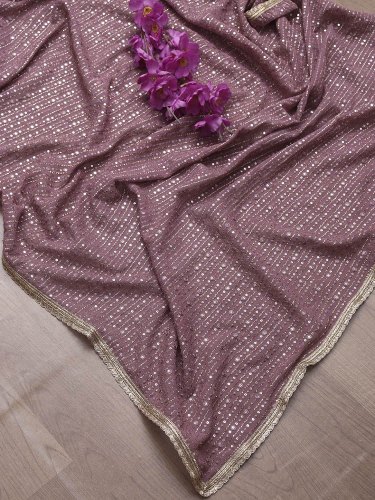 Pink Trendy Georgette Sequins Work Dupatta - Luxurion World