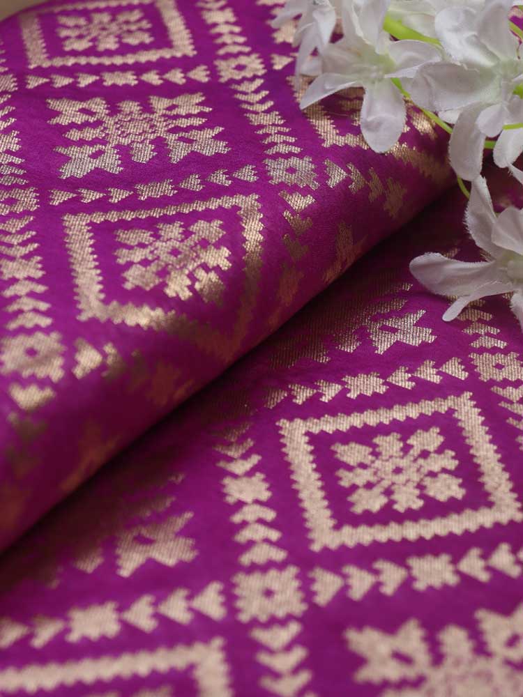 Purple Banarasi Silk Fabric ( 1 Mtr ) - Luxurion World