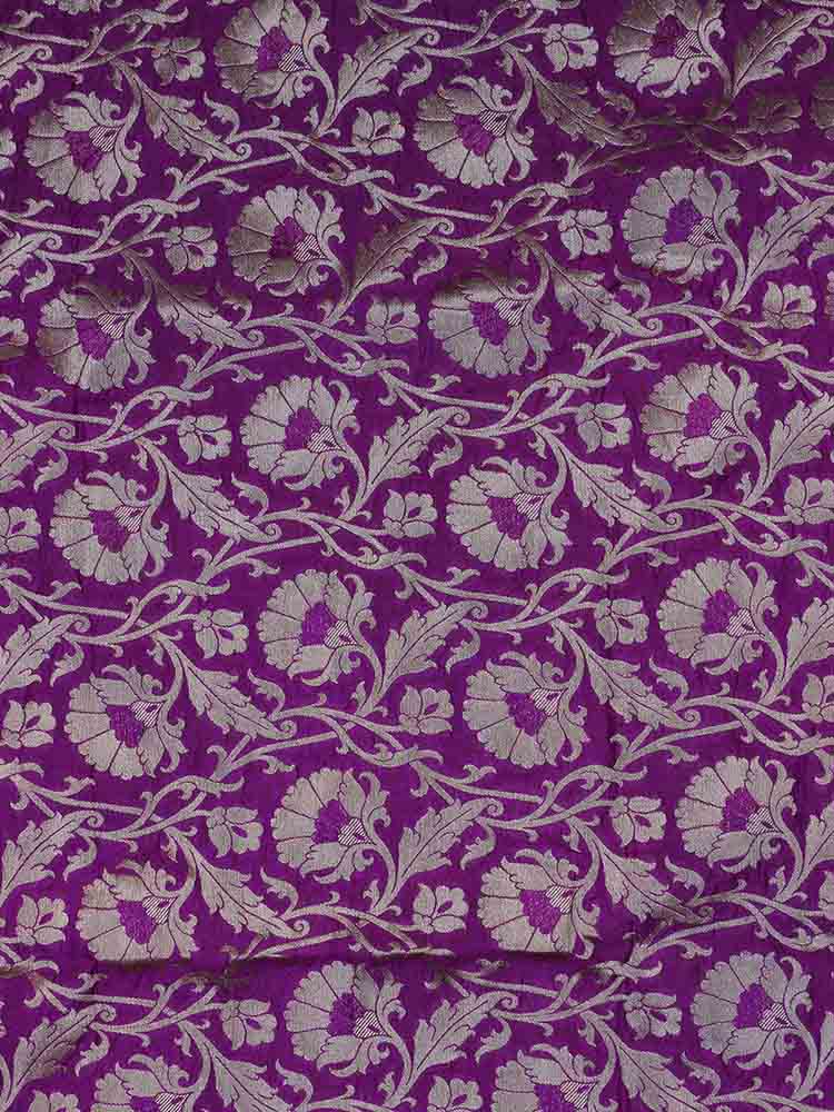 Purple Banarasi Silk Meenakari Fabric ( 1 Mtr ) - Luxurion World