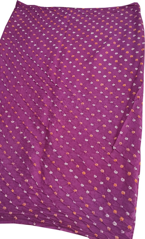 Purple Bandhani Cotton Silk Fabric (  1 Mtr ) - Luxurion World