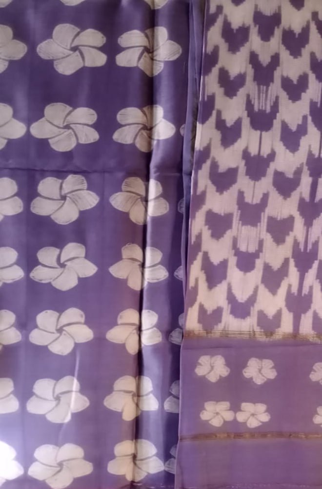 Purple Shibori Cotton Silk Two Piece Unstitched Suit Set - Luxurion World