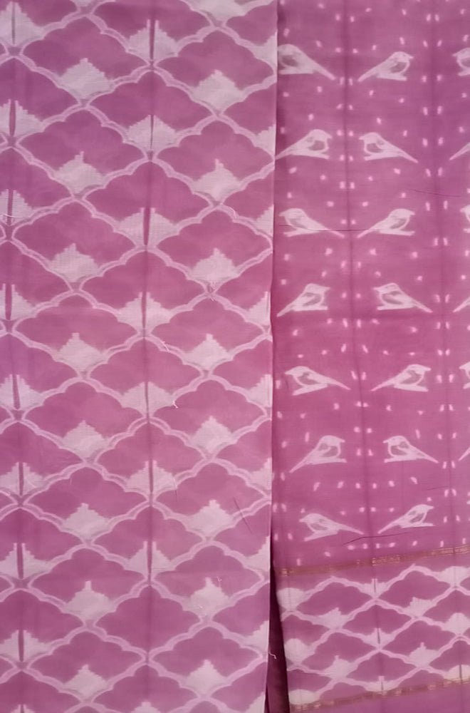 Purple Shibori Cotton Silk Two Piece Unstitched Suit Set - Luxurion World