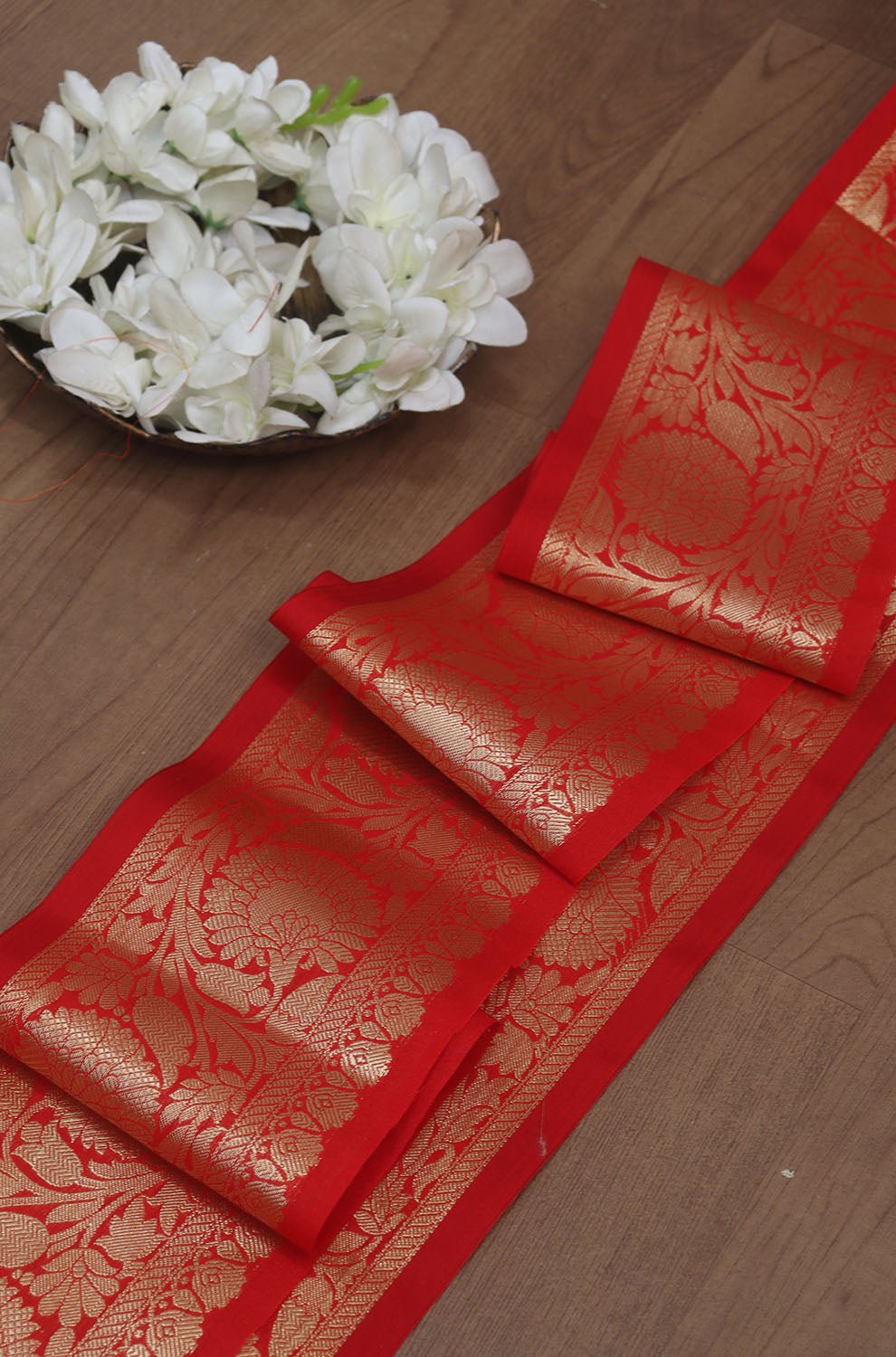 Shop the Exquisite Red Banarasi Silk Lace (1 Mtr) for Elegant