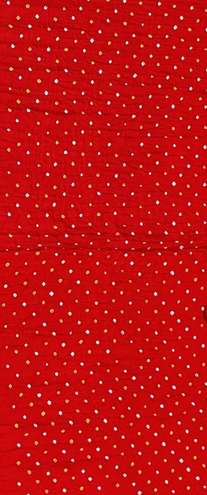 Red Bandhani Pure Gajji Silk Fabric ( 1 Mtr ) - Luxurion World