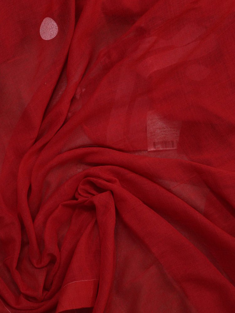 Red Bengal Cotton Polka Dots Saree - Luxurion World