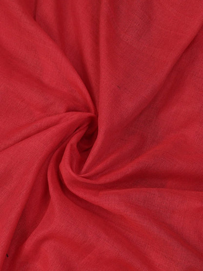 Red Bengal Plain Cotton Saree - Luxurion World