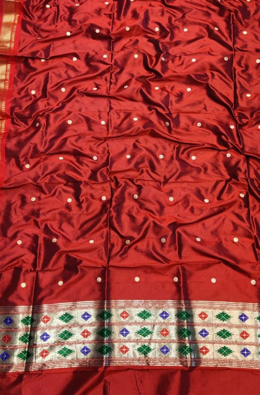 Red Paithani Pure Silk Dupatta