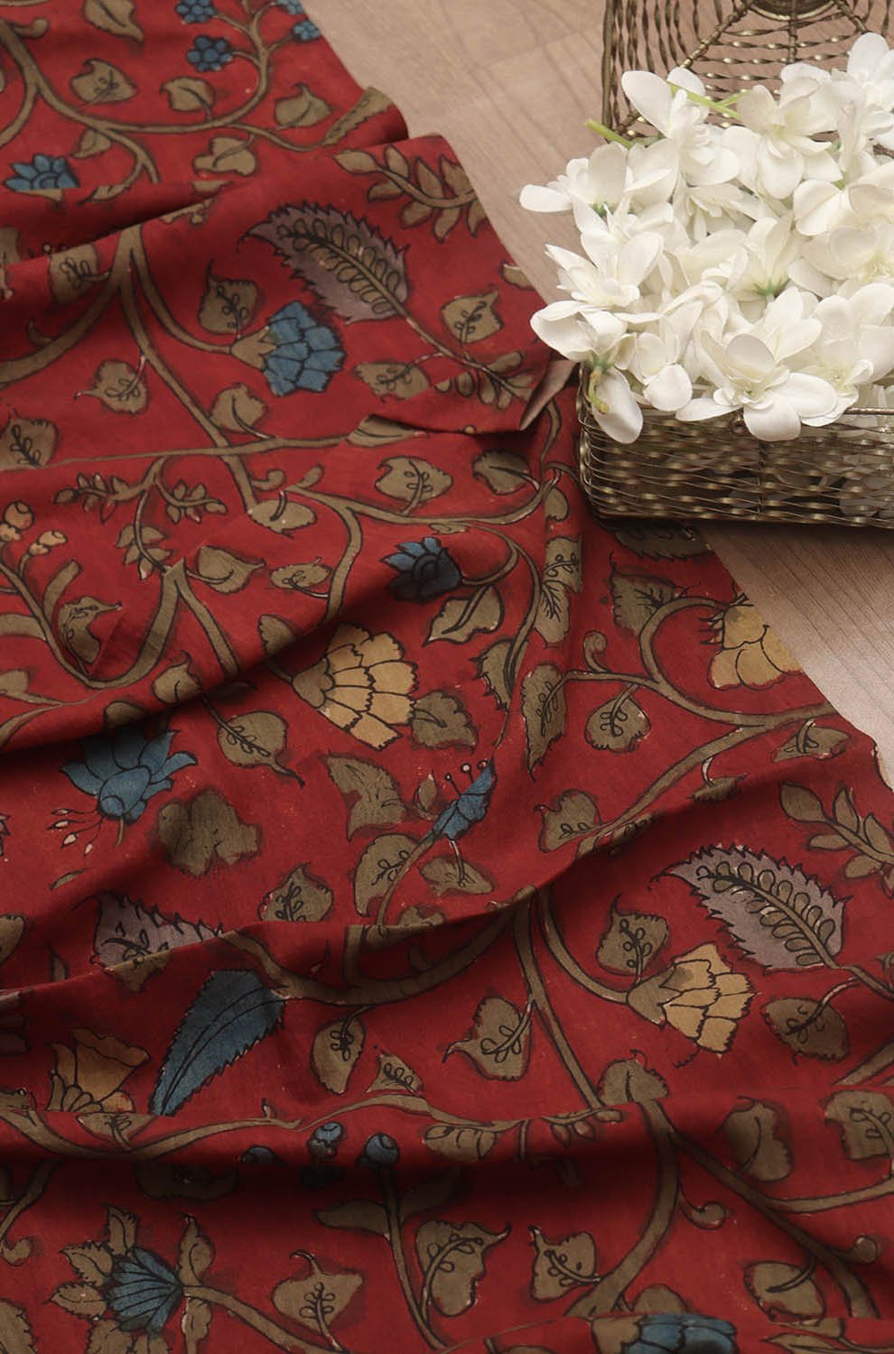 Stunning Red Pen Kalamkari Pure Silk Dupatta for Elegant Style - Luxurion World