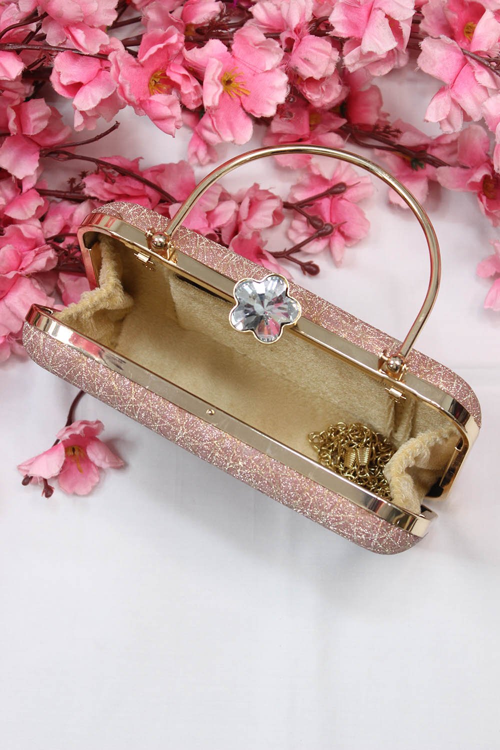 Rose Gold Clutch Sling Bag - Sparkle Your Way Through Any Occasion - Add a Statement to Your Outfit - Luxurion World