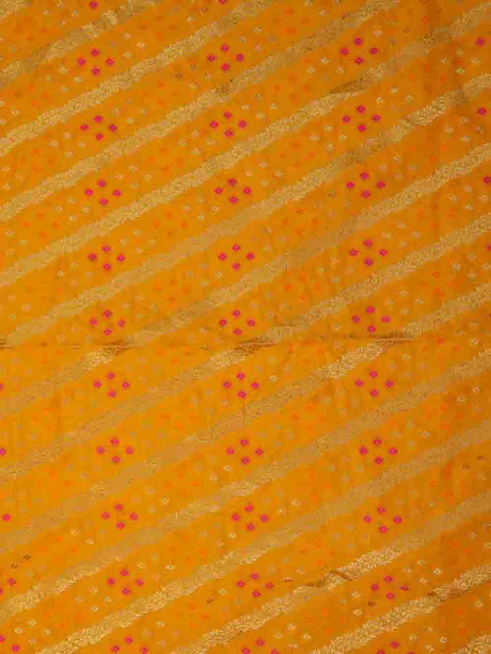 Yellow Banarasi Meenakari Bandhani Design Silk Fabric ( 1 Mtr ) - Luxurion World